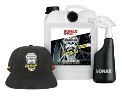 SONAX FelgenBeast-Paket, Felgenreiniger Paket mit BeastCap entfernt selbst biestige Verschmutzungen auf allen polierten, verchromten und matten Stahl- und Leichtmetallfelgen, Art-Nr. 07653000