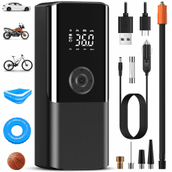 Elektrische Luftpumpe- Pump Electric 150PSI 6000mAh Tragbarer Akku Kompressor mit Digitale LCD-Bildschirm Pressure Gauge Mini Fahrradpumpe für Auto(Black)