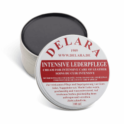 DELARA Intensive Lederpflege, schwarz, 100 ml - Imprägniert und schützt Leder sehr wirksam. Neue Rezeptur mit hochwertigem Kokosöl und Bienenwachs - Made in Germany