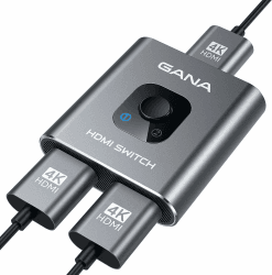 HDMI Splitter HDMI Switch,GANA 4K@60Hz Aluminium Bidirektional HDMI Switch 2 In 1 Out oder 1 In 2 Out HDMI Verteiler HDMI Switcher unterstützt HD 4K 3D für HD TV/Fire Stick/Xbox/PS3/PS4 Gray