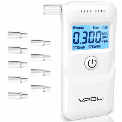 VPOW Alkoholtester Polizeigenau, Alkoholtester Promillemessgerät mit Digitaler Blauer LCD-Anzeige, Professioneller Alkoholmessgerät mit Gradgenauigkeit für Privaten Gebrauch zu Hause (Weiß)