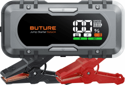 BuTure Auto Starthilfe Powerbank 6000A, PD 65W In/Out Schnellladung Starthilfe Powerbank für All Benzin und 12.0L Dieselmotor, Starthilfe mit 600 Lumen LED Taschenlampe Verlängerte Überbrückungskabel grau
