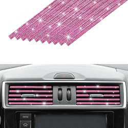 VICDUEKG 10 Stück Auto Luftauslass Dekoration Streifen, Bling Auto Innen Zierleisten Lüftungsschlitz Decor Zubehör Klimaanlage Lüftungsgitter DIY Car Innenausstattung Trim Interior Strips (Rosa)