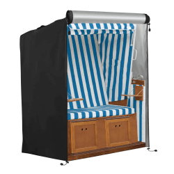 FINEW Strandkorb Schutzhülle Winterfest aus 420D Oxford Stoff, 135x105x175/140cm Strandkorbhülle Winddicht, UV Beständig, Reißfest, Abdeckung Strandkorb Wasserdicht（Schwarz） Schwarz 420D Oxford-135x105x175/140cm