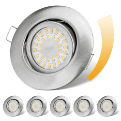 LED Einbaustrahler 230V Flach Dimmbar LED Spots 6W IP44 Bad Einbauleuchten Deckenspots Deckenstrahler,Warmweiß 3000K Schwenkbar Einbauspots für Badezimmer Küche Wohnzimmer,6er Set Nickel-warmweiß 3000k 6er Set