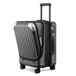 LEVEL8 Koffer Trolleys Leicht ABS+ PC Handgepäck Hartschalen-Koffer Trolley Rollkoffer Reisekoffer Erweiterbar, TSA, 4 Rollen, 55 cm, 36-42 Liter, Grau Grau 37*25*55.5CM