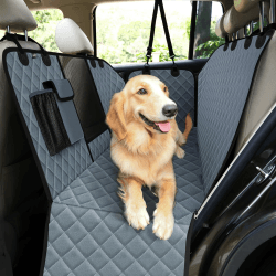 pecute Autoschondecke Hund Rücksitz mit Seitenschutz, Universale Hundedecke Auto Rückbank mit Sichtfenster, Kratzfeste und Wasserabweisende Autodecke Hundematte Auto, Hunde Autositz 146x136cm Grau Luxus Verdickt Grau