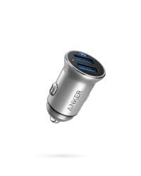 Anker 24W Car Charger Ladegerät, Mini Autoladegerät, 4.8A Duales USB Mit Blauem LED-Licht, Kompatibel Mit iPhone15/14/13, iPad Pro/Air 2/Mini, Galaxy und Mehr silber