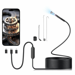 Aopick Endoskopkamera mit Licht, 1080P WiFi Endoskop-Kamera Handy mit Licht Wasserdichtes Ip67 Inspektionskamera mit 6 Einstellbaren LED Licht für Android & iOS, Tablet (9.84Fuß/3M) Noir