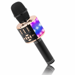 BONAOK Mikrofon für Kinder Drahtlos, Magic Sound Karaoke-Mikrofon, 4 in 1 Bluetooth Karaoke Maschine, Karaoke Mikrofon Gesangsmaschine für Erwachsene, für Party/Outdoor/Reisen (Schwarzgold) Schwarzes Gold