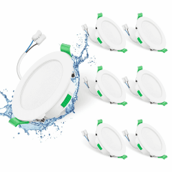 ALUSSO LIGHTING LED Einbaustrahler 230V 7W Dimmbar 68mm, IP44 Einbauleuchten Für Badezimmer Küche, 3000K/4000K/6500K Einbauspots, Rund Weiss 6er Set Rund Weiss IP44-6er Set
