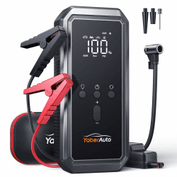 YaberAuto Starthilfe Powerbank mit 150PSI Kompressor, 4-in-1 Powerbank als Auto Starthilfe mit LCD Bildschirm, 3000A Spitzenleistung, 21800mAh Tragbare Starter Powerbank mit LED Taschenlampe, YA70