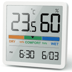 NOKLEAD Digitales Thermo-Hygrometer, Tragbares Thermometer Hygrometer Innen mit hohen Genauigkeit, Temperatur und Luftfeuchtigkeitsmesser für Raumklimakontrolle Raumluftüerwachtung Monitor (WEISS) White