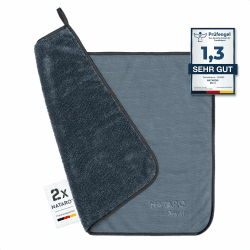 NATARO® 2 Stück Fast Dry it. Premium Trockentuch für Duschkabine, Auto, Haushalt, Camping – DAS ORIGINAL – extra saugfähiges Microfasertuch, fusselfrei, kratzfrei, Extreme Wasseraufnahme, 40x50cm 2er Pack Anthrazit
