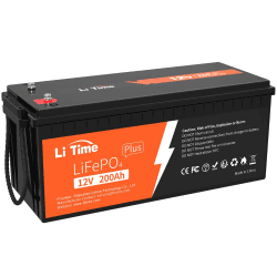 LiTime LiFePO4 200Ah Plus 12V Lithium Batterie Eingebautes 200A BMS, Max.15000 Deep Cycles Zyklen und 2560W Ausgangsleistung, 10 Jahre Lebensdauer, Perfekt für Wohnmobil, Solaranlage, Marine 12.8V200Ah Plus