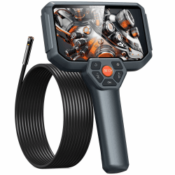 DEPSTECH Endoskopkamera mit Licht, 5 Zoll IPS Bildschirm Dual Lens Endoskop, Kanalkamera, Inspektionskamera, Rohrkamera, Schlangenkamera, 6+1 LEDs/32G Karte/IP67 Wasserdicht/Werkzeugkasten - 5M DS590