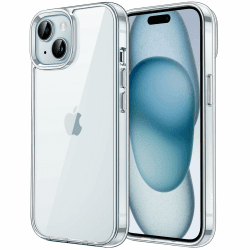 JETech Hülle für iPhone 15 6,1 Zoll, Nie Vergilbung Handyhülle Stoßfest, Schutzhülle Anti-Kratzt Transparent Rückseite (Durchsichtig)