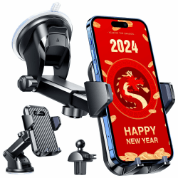 VANMASS Handyhalterung Auto 2024 neuste Version Handy Halterung Auto 4 in 1 Lüftung & Saugnapf Handyhalter 100% Kratzschutz Smartphone Halterung Auto für iPhone 15 Samsung Huawei Mate 60 pro LG usw Schwarz