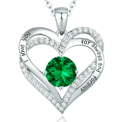 CDE Kette Damen 925 Sterling Silber Rosegold Forever Love Herz Geburtsstein Anhänger Halskette für Frauen Schmuck Geburtstags Geschenk für Sie Freundin Weihnachten Valentinstag Muttertags Sterlingsilber Mai