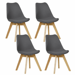 WOLTU® 4er Set Esszimmerstühle Küchenstuhl Design Stuhl Esszimmerstuhl Kunstleder Holz Grau BH29gr-4 4er Set Grau