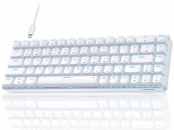 Dierya×TMKB T68se Gaming Mechanische Tastatur,60% Prozent Tastatur mit Blue Clicky Switch,Ultra-Compact Mini 68 Tasten Anti-Ghosting,Typ-C-Datenkabel,US Layout für PC Windows Gamer Typist Blue switch Weiß