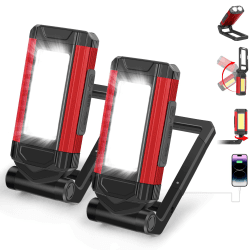 LED Arbeitsleuchte Taschenlampe, Ultra-Helle Werkstattlampe, Akku-Betrieben Inspektionslampe, Schwenkfunktion + Magnetfuß, ideal für Autoreparatur, Camping und Werkstatt Werkzeug Licht - 2 Stück 2er-Pack