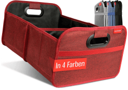 HELDENWERK Auto Kofferraumtasche faltbar - verstärkt & stabil - Kofferraum-Organizer Einkaufstasche zur praktischen Aufbewahrung - Antirutsch Auto Faltbox, Kofferraumbox (Rot)
