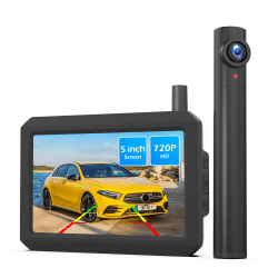 AUTO-VOX TW1 Echt Kabellos Digital Rückfahrkamera Set, 5 Min. DIY Installation, unterstützt 2 Kameras zur Einparken/Überwachung, 720P Funk Rückfahrkamera mit 5" HD Monitor, IP68 Wasserdichter Kamera