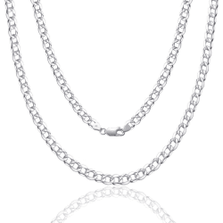 SILBERTALE 925 Sterling Silber Panzerkette Echt Silberkette für Herren Damen 2/3/4mm Breit Dünn Superflache Ohne Anhänger Halskette 55 Zentimeter 4mm Breit-Panzerkette
