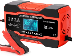 10A Autobatterie Ladegerät, 12V/24V Smart vollautomatische KFZ Batterieladegerät mit LCD-Bildschirm, geeignet für Auto LKW Motorrad Rasenmäher Boot Marine Batterien