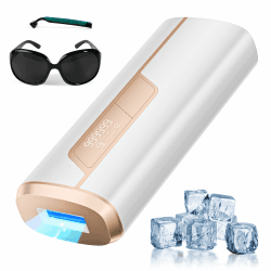 LUBEX IPL Geräte Haarentfernung Laser mit Kühlfunktion, 600NM Lichtwelle und 9 Energiestufen, 999.900 Lichtimpulse, 3 in 1 Funktionen HR/SC/RA,Haarentfernung Laser für Männer, Frauen, Achseln, Beine Gold White