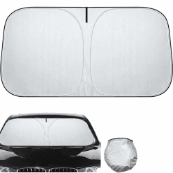 Sonnenschutz Auto Frontscheibe, Auto Windschutzscheibe Sonnenblende, Auto Sonnenschutz Frontscheibe Innen, Sonnenblende Vorne Faltbar, Blockiert UV-Strahlen, 140x70 cm Silber2024