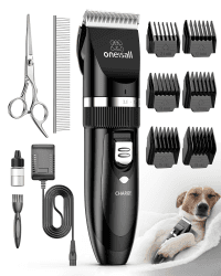 oneisall Leise Hundeschermaschine Profi Schermaschine Hund Katze Tierhaarschneidemaschine Elektrische Hundetrimmer Schnurlosen Haarschneidemaschine (Schwarz)