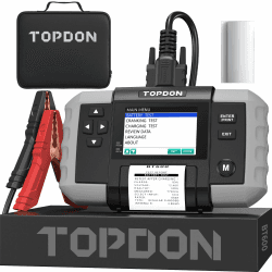TOPDON BT600 Batterietester KFZ 12V 24V, 100-2000 CCA Autobatterie tester mit Drucker, 3,5 Zoll Farbbildschirm, 5,9 Fuß Kabel, Mini-USB für Software-Update, Verfügbar für Heimwerker und Profis TOPDON BT600-DE