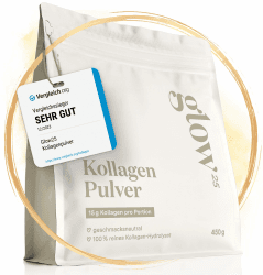 Glow25® Collagen Pulver [450g] - Das Original - Premium Kollagen Hydrolysat - Peptide Typ 1 und 3 - Perfekte Löslichkeit - Natur 30 Portionen (1er Pack)