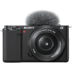 Sony Alpha ZV-E10 | APS-C spiegellose Vlog-Kamera (schwenkbarer Bildschirm für Vlogging, 4K-Video, Echtzeit-Augen-Autofokus) Schwarz + SEL1650 Objektiv ZVE10 + SEL1650 single