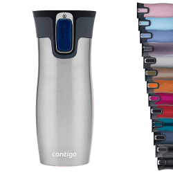 Contigo Thermobecher West Loop Autoseal, Edelstahl Isolierbecher, Reisebecher, Kaffebecher to Go, auslaufsicher Stainless Steel 470 ml