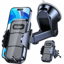 Blukar Handyhalterung Auto, 4 in 1 Einstellbar Handyhalter fürs Auto Lüftung/Armaturenbrett/Windschutzscheibe 360° Drehbar Superstabil Kfz Handyhalterung mit EIN-Knopf-Release für 4,7-6,7'' Phones