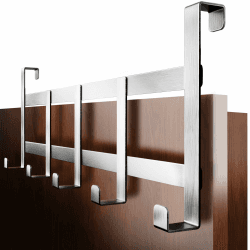 4smile Türgarderobe - Edelstahl Türhakenleiste zum Einhängen universell, platzsparend - Türgarderobe zum Einhängen, Kleiderhaken Tür, solide Türhaken zum Einhängen Silber
