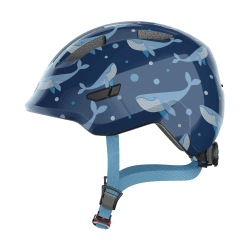 ABUS Kinderhelm Smiley 3.0 - Fahrradhelm mit tiefer Passform, kindergerechten Designs & Platz für einen Zopf - für Mädchen und Jungs M (50-55 cm) Blau (blue whale)