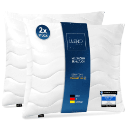 LILENO HOME Kopfkissen 80x80 cm [2er Set] MEDIUM mit 850g Kissen-Füllung - Bett oder Deko Kissen mit Reißverschluss zum Anpassen - Waschbar bis 95° - Sofa-Kissen & Zierkissen für Couch/Bett 80 x 80 cm PREMIUM (850g Füllung) - 2er Set 2er Set