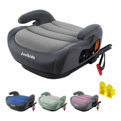 Jovikids Sitzerhöhung Auto Kinder ISOFIX, ECE R129 Kindersitzerhöhung Gruppe 2/3(ca.15-36 kg), Verdickter Stoffbezug & Isofix Adapter, Leicht Waschbar Schwarz