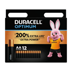 Duracell Optimum Batterien AA, 12 Stück, bis zu 200% zusätzliche Lebensdauer oder extra Power Größe AA Optimum (Lebensdauer / Power) 12 Stück