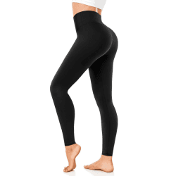 FuelMeFoot Leggings Damen High Waist Blickdicht Leggins mit Bauchkontrolle Slim Fit Angenehm Weiche Elastische Sportleggings. 1 Pack-01-schwarz S-M