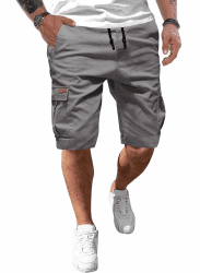 JMIERR Kurze Hosen Herren Baumwolle Cargo Shorts Herren Sommer Freizeithose mit Taschen XXL C Grau