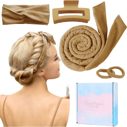 Neu Lockenwickler Locken Ohne Hitze,Heatless Curls Band Samt über Nacht mit Haarnadel Rutschfest DIY Hair Curler no Hea Set Haarband Wave Formers für Mittleres Langes Haar Gold