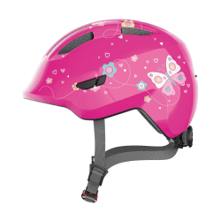 ABUS Kinderhelm Smiley 3.0 - Fahrradhelm mit tiefer Passform, kindergerechten Designs & Platz für einen Zopf - für Mädchen und Jungs M (50-55 cm) Pink (pink butterfly)