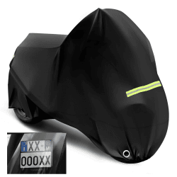 WOLTU Motorrad Abdeckplane Outdoor 210D Oxford Stoff, Motorradabdeckung wasserdicht Winterfest, Motorradgarage mit Schlosslöchern, Staub-, Regen- und UV-Schutz, 245×105×125 cm Schwarz 245x105x125 cm