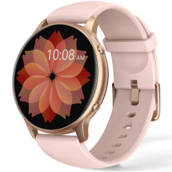 TUYOMA Smartwatch für Damen, IP68, wasserdicht, 3,3 cm (1,3 Zoll), Touchscreen, Sportuhr mit Oxymeter, DIY Zifferblatt, Schlafüberwachung, Schrittzähler, Pulsmesser für Android iOS Rosa