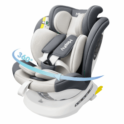 Miophy I-Size 360°drehbar Kindersitz, Gruppe 0+1/2/3, 0-12 Jahre, 40-150 cm, Baby Autositz mit isofix i-Hellgrau